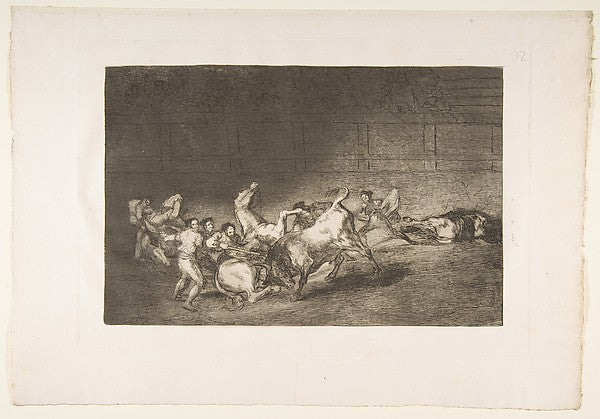 Plate 32 from the 'Tauromaquia':Two teams of picadors thrown o,  Poster Print