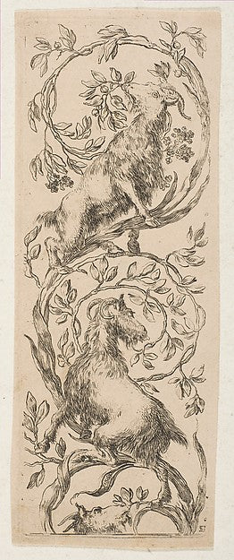 Two Goats Nibbling Branches c1653-Stefano della Bella ,  Poster Print