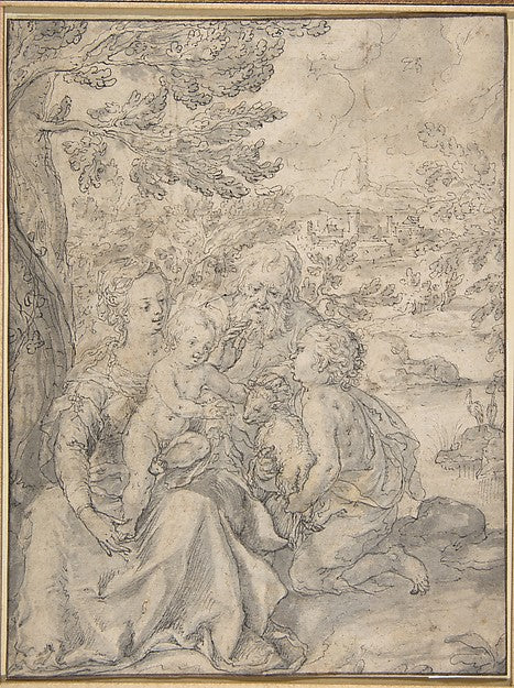 Holy Family with the Infant Saint John the Baptist n.d.-Hans K,  Poster Print Wall Art