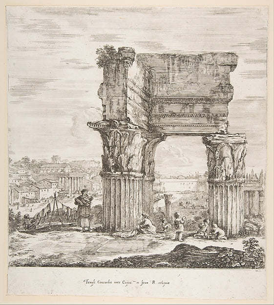 The Temple of Vespasian and the Roman Forum  from 'Six large v,  Poster Print Wall Art