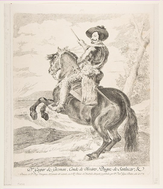 Gaspar de Guzman  Count of Olivares on horseback  after Velázq,  Poster Print Wall Art
