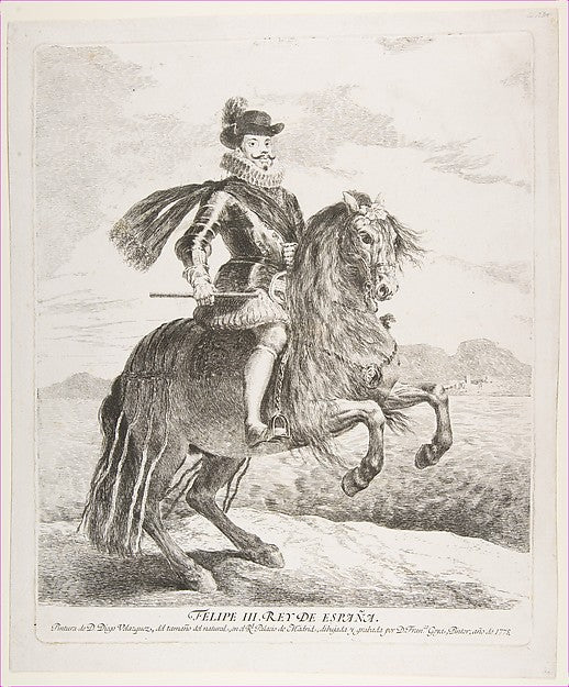 Philip III  King of Spain on horseback  after Velázquez 1778-G,16x12"(A3) Poster