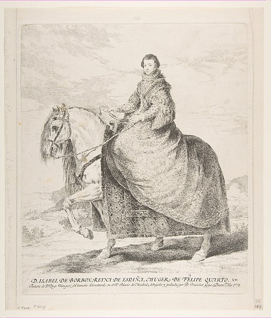 Isabel de Bourbon on horseback  after Velázquez 1778-Goya , Af,16x12"(A3) Poster