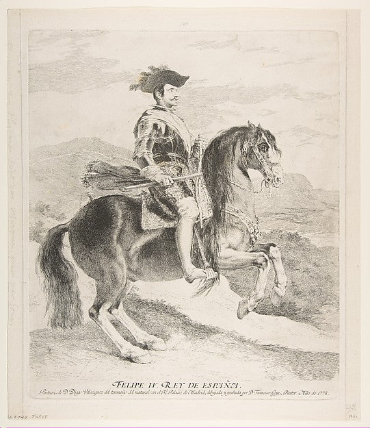 Philip IV on horseback  after Velázquez 1778-Goya , Painted by,16x12"(A3) Poster