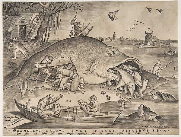 Big Fish Eat Little Fish 1557-Pieter van der Heyden, Pieter Br,16x12"(A3) Poster