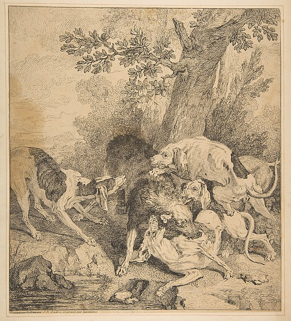 Wolf Hunt 1725-Jean-Baptiste Oudry,16x12"(A3) Poster