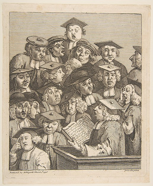 Scholars at a Lecture March 3, 1736-William Hogarth , vintage art, A3 (16x12
