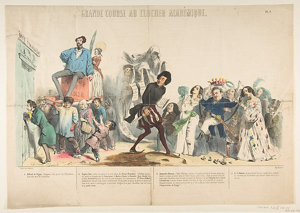 Grand Course au Clocher Académique  Pl. 2 1844-J. J. Grandvill,  Poster Print Wall Art