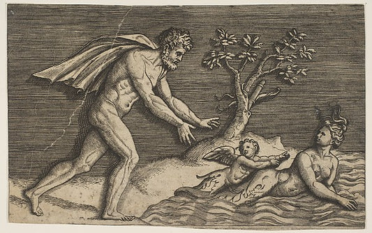 A naked man pursing a naiad and a cupid into the water c1515–2,16x12"(A3) Poster