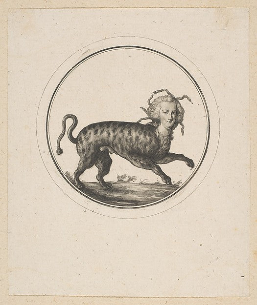 Caricature Showing Marie Antoinette as a Leopard 18th cent-Ano,  Poster Print Wall Art