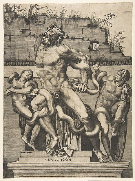 Laocoön and his sons being attacked by serpents c1515–27-Marco, Poster Print