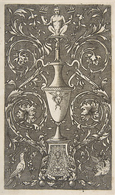 Grotesque with a vase  birds and acanthus scrolls c1515–1600-A,16x12"(A3) Poster
