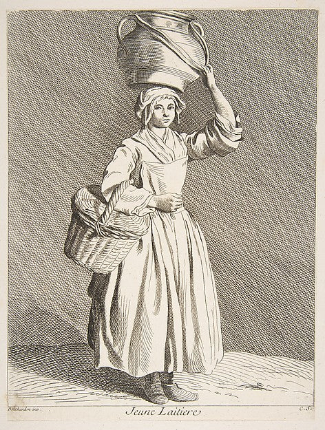 Young Milkmaid 1737-Anne Claude Philippe de Tubières, comte de,16x12"(A3)Poster