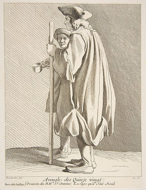 A Blind Man from the Quinze-Vingts Hospital 1738-Anne Claude P,16x12"(A3)Poster