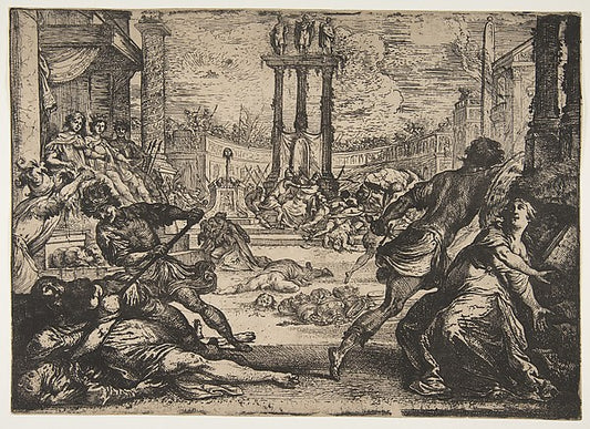 A Massacre by the Triumvirate c1624-Claude Vignon,16x12"(A3) Poster