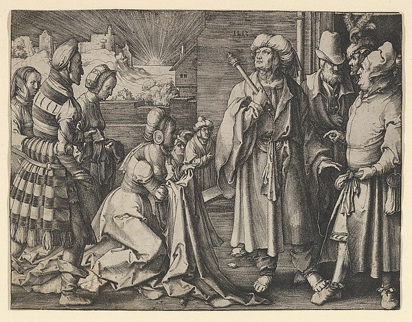 Potiphar's Wife Acuses Joseph 1512-Lucas van Leyden,  Poster Print Wall Art