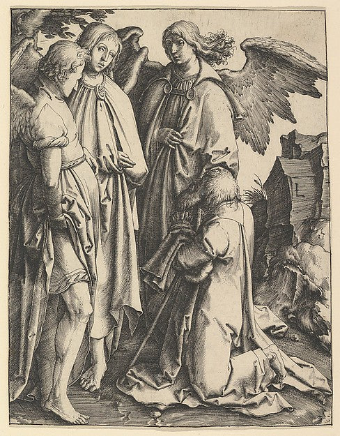 Abraham and Three Angels c1513-Lucas van Leyden,  Poster Print Wall Art