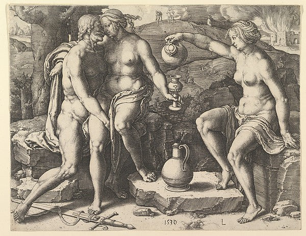 Lot and His Daughters 1530-Lucas van Leyden,  Poster Print Wall Art