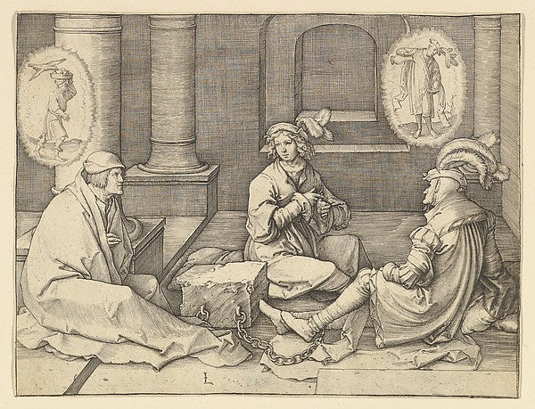 Joseph Interpreting the Dreams in Prison 1512-Lucas van Leyden,  Poster Print Wall Art