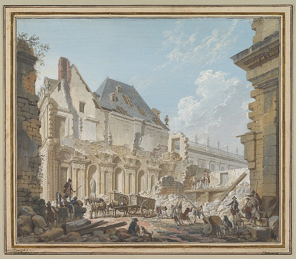Demolition of the Old Vestibule of the Palais-Royal  Paris c17,  Poster Print Wall Art