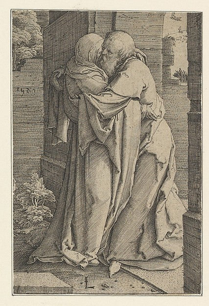 St. Joachim Embracing St. Anna 1520-Lucas van Leyden,  Poster Print Wall Art