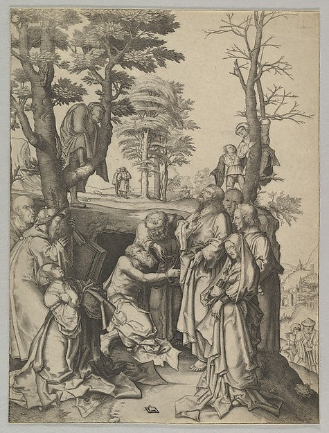 The Raising of Lazarus  n.d.-After Lucas van Leyden,  Poster Print Wall Art