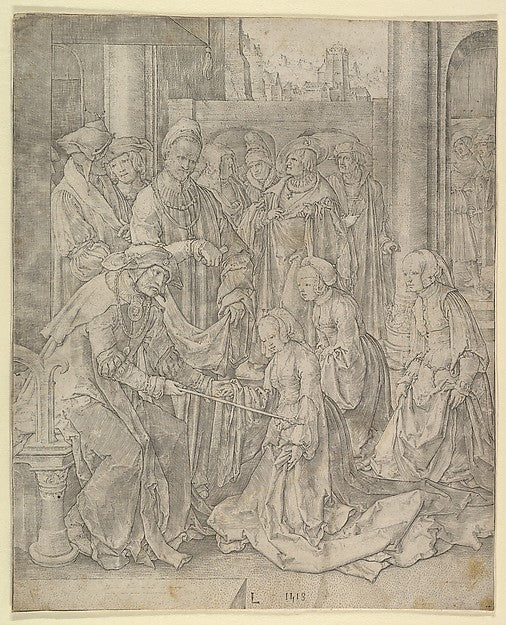 Esther Before Ahasuerus 1518-Lucas van Leyden,  Poster Print Wall Art