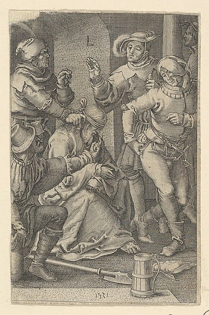 Mocking of Christ  n.d.-After Lucas van Leyden,  Poster Print Wall Art