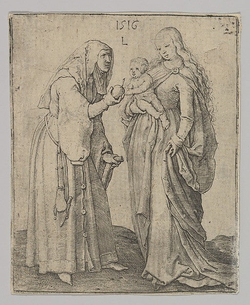 The Virgin With Child and St. Anna 1516-Lucas van Leyden,  Poster Print Wall Art