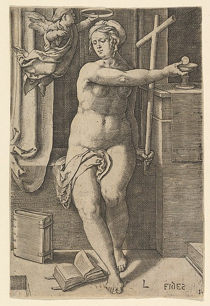 Faith   from the series The Seven Virtues 1530-Lucas van Leyde,  Poster Print Wall Art