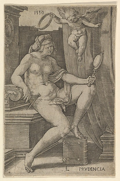 Prudence  from the series The Seven Virtues 1530-Lucas van Ley,  Poster Print Wall Art