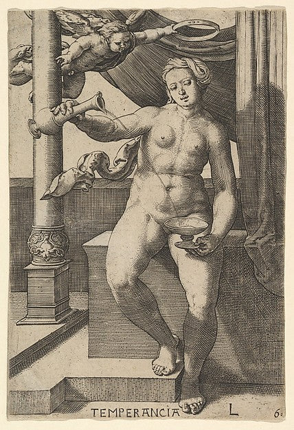 Temperance  1530-Lucas van Leyden,  Poster Print Wall Art
