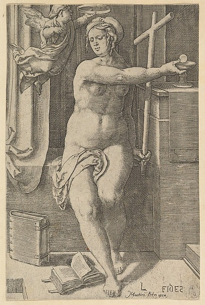 Faith  from the series The Seven Virtues 1530-Lucas van Leyden,  Poster Print Wall Art