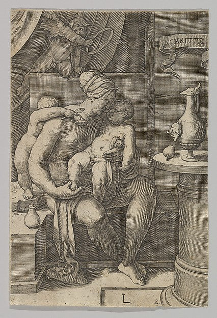 Charity  from the series The Virtues 1530-Lucas van Leyden,  Poster Print Wall Art