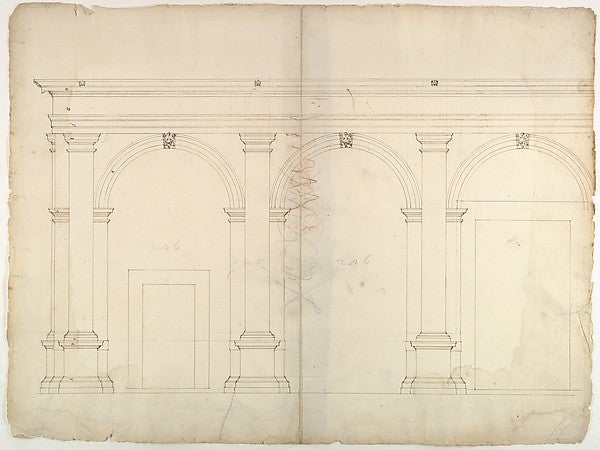 S. Maria in Domnica  portico  elevation  blank  early to mid-1,  Poster Print Wall Art