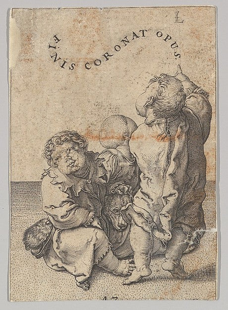 Poet Virgil Suspended in a Basket  detail  n.d.-After Lucas va,  Poster Print Wall Art