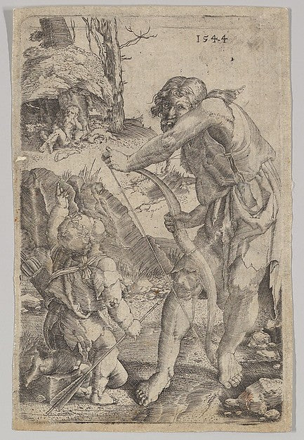 Lamech and Cain  n.d.-After Lucas van Leyden,  Poster Print Wall Art
