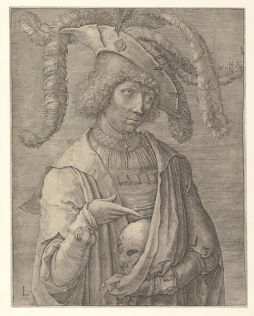 Young Man with a Skull c1519-Lucas van Leyden,16x12"(A3)Poster