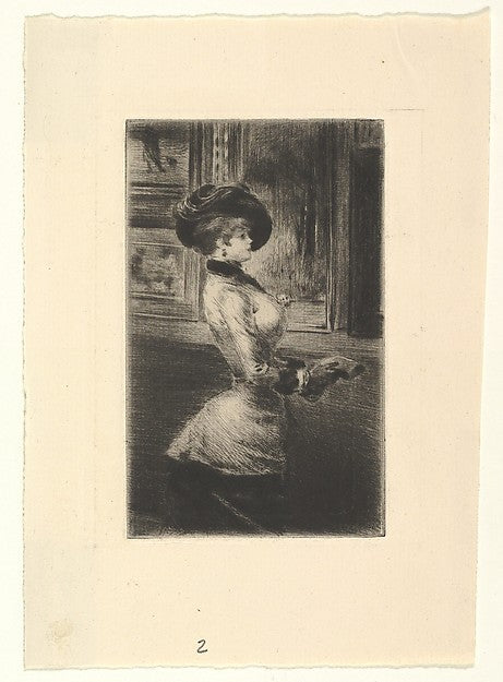 Three-quarter Length Woman in Profile at a Picture Gallery-Hen,  Poster Print Wall Art