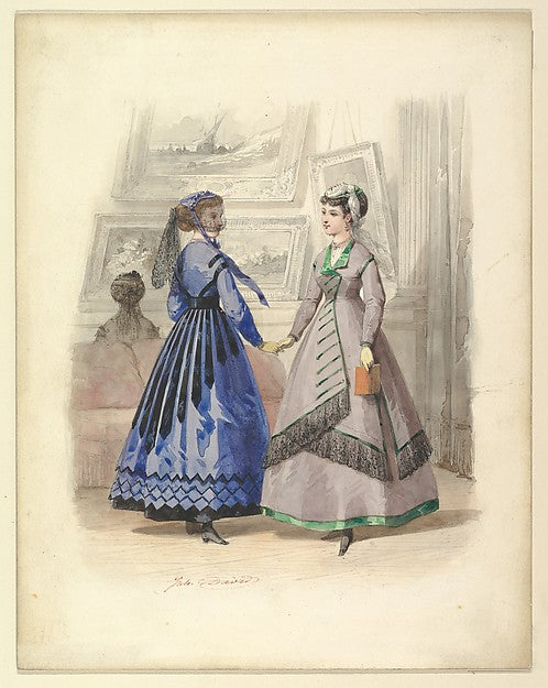 Two Women in an Art Gallery 1868-Jules David ,  Poster Print Wall Art