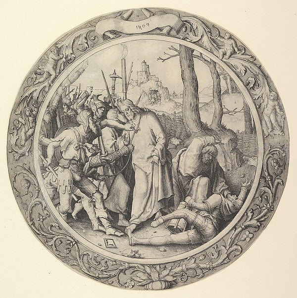 The Betrayal of Christ    from the Circular Passion 1509-Lucas,  Poster Print Wall Art