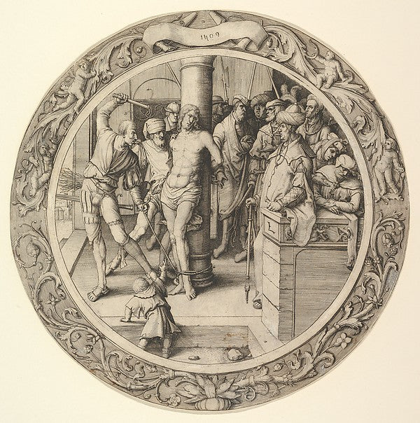 The Flagellation  from the Circular Passion 1509-Lucas van Ley,  Poster Print Wall Art