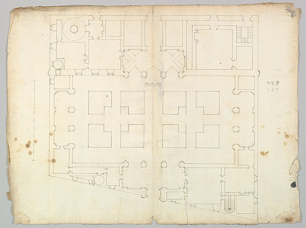 Palazzo Farnese  plan  garden extension  blank  early to mid-1,  Poster Print Wall Art