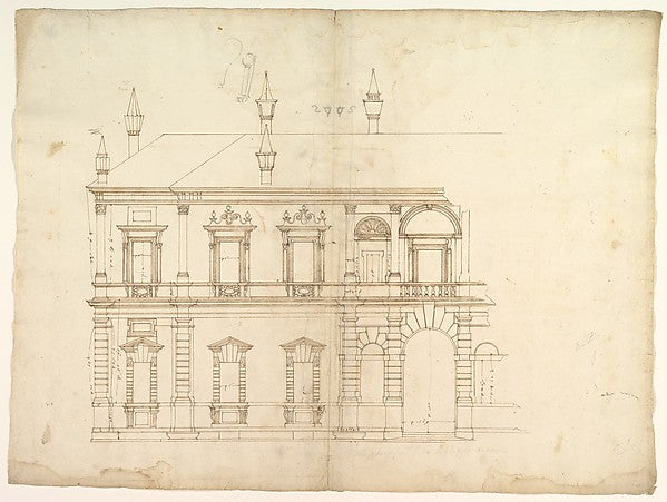 Villa Giulia  Casino  elevation early to mid-16th cent-,16x12"(A3)Poster