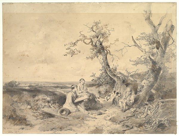 Landscape with an Artist Sketching n.d.-Mari ten Kate,16x12"(A3) Poster