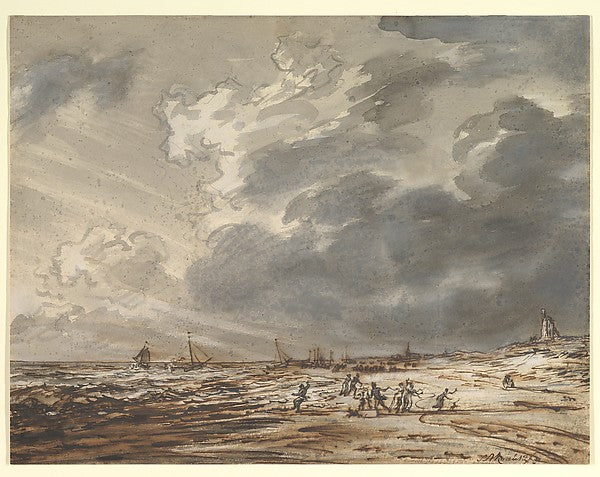 The Beach at Scheveningen   with Strollers 1775–1825-Simon And,  Poster Print Wall Art