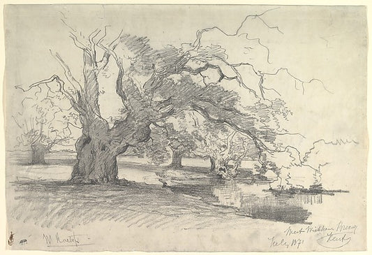 Landscape with Trees near a Pond 1840–97-Willem Roelofs,16x12"(A3) Poster