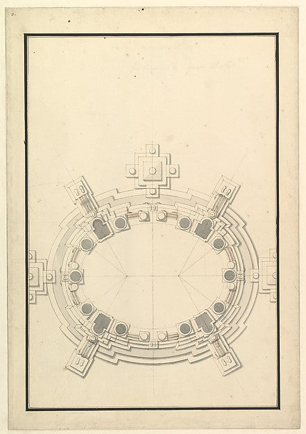 Ground Plan for a Catafalque for a Prince of Lorraine 1696–175,  Poster Print Wall Art
