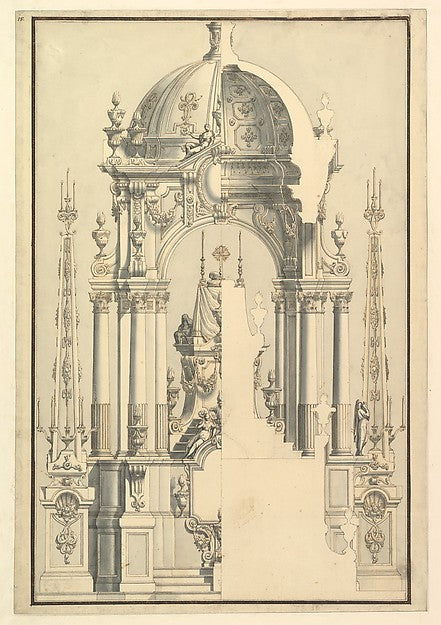 Elevation and Section of the Catafalque for Anna Cristina  Wif,16x12"(A3) Poster