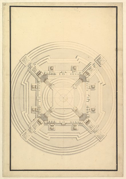 Ground Plan for a Catafalque for a Duchess of Hanover  probabl,  Poster Print Wall Art